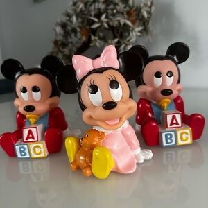 3 Vintage Disney Minnie Mouse & Mickey Mouse Coin Saving Banks